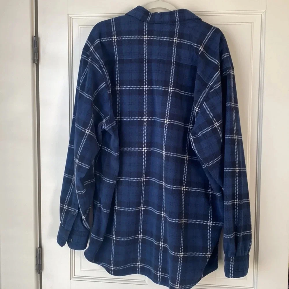 LL Bean Blue Flannel Heavy and Fuzzy Jacket size large